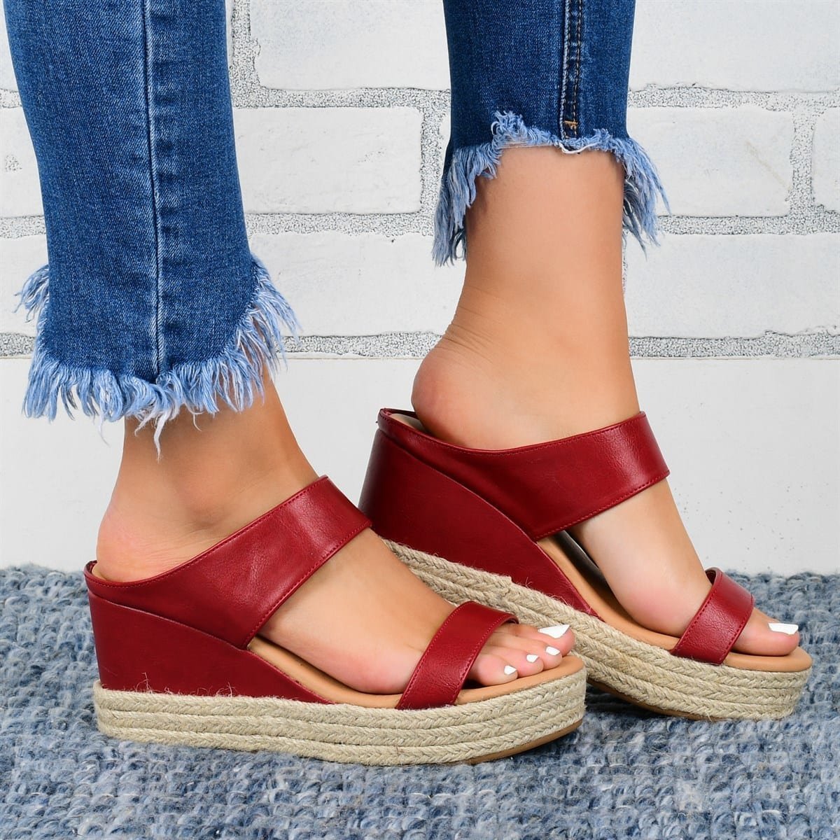 GoldStep™ – Sandales décontractées à talon compensé en chanvre naturel