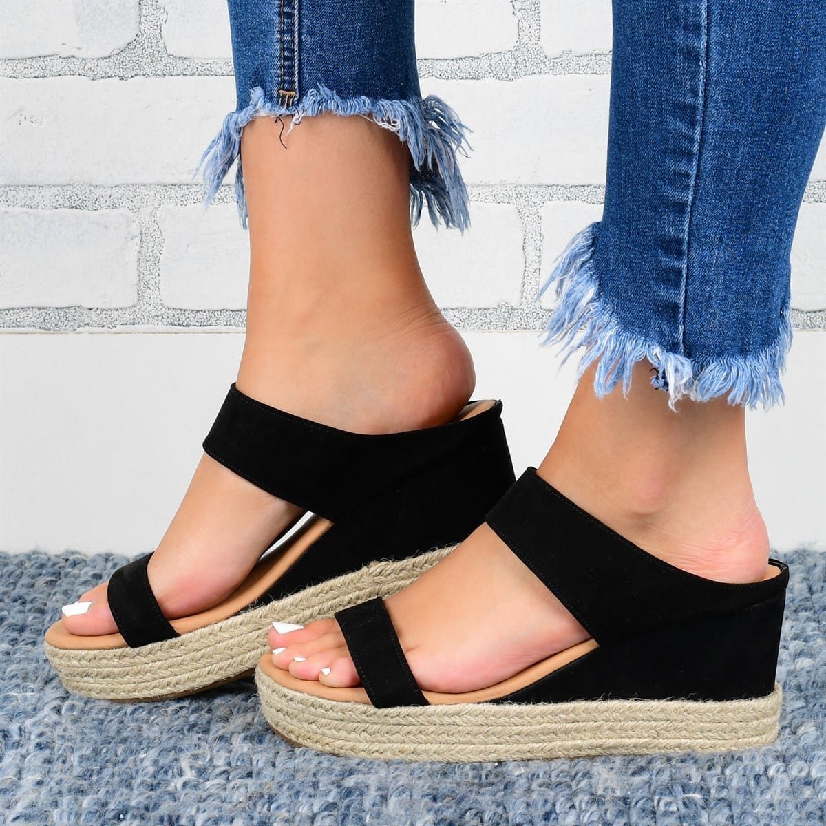 GoldStep™ – Sandales décontractées à talon compensé en chanvre naturel
