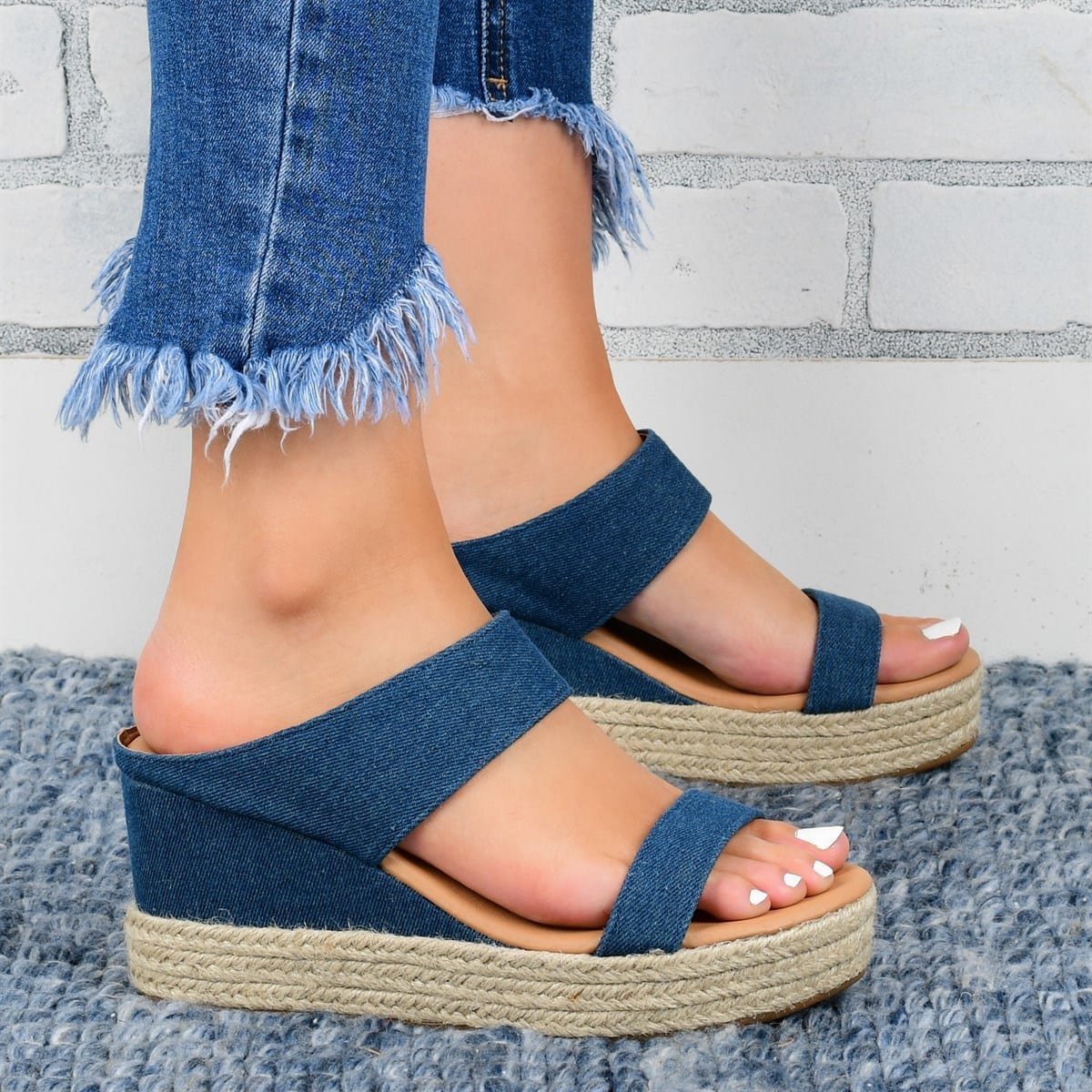 GoldStep™ – Sandales décontractées à talon compensé en chanvre naturel