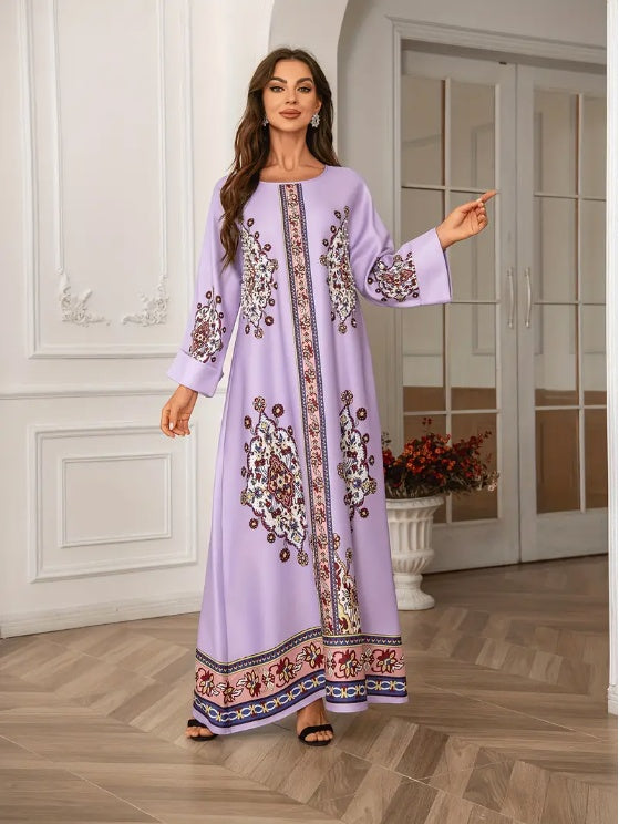 LaylaBloom™ – Abaya Élégante à Imprimé Floral