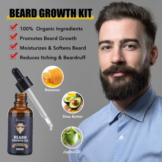 🧔 Kit de Soin Barbe Homme – Croissance & Entretien Complet